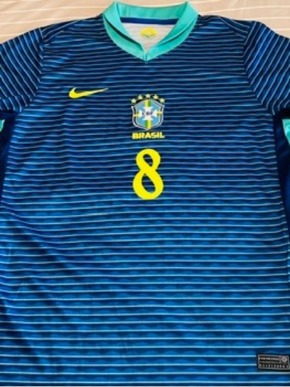 Nike🇧🇷 Blue and Teal Brasil #8 Soccer warm%up jersey